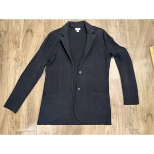 J. Crew Factory S Knit Sweater Blazer Black 100% Cotton Womens